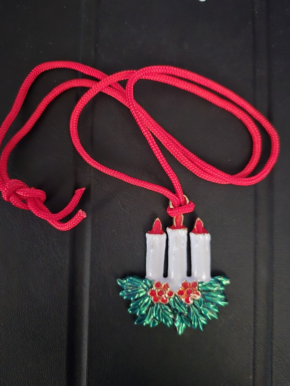 Vintage Holiday Candle Pendant Necklace
